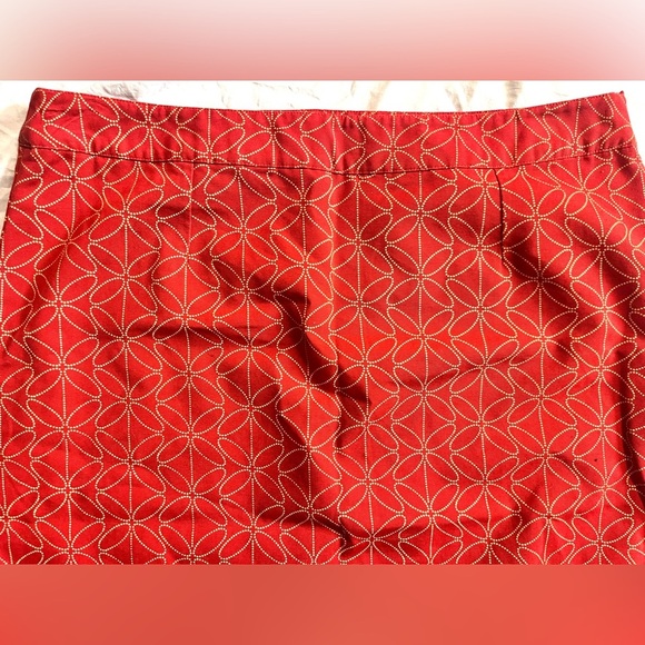 Boden Elegant Red-Orange Patterned Skirt Women’s Size 14R - Picture 3 of 14